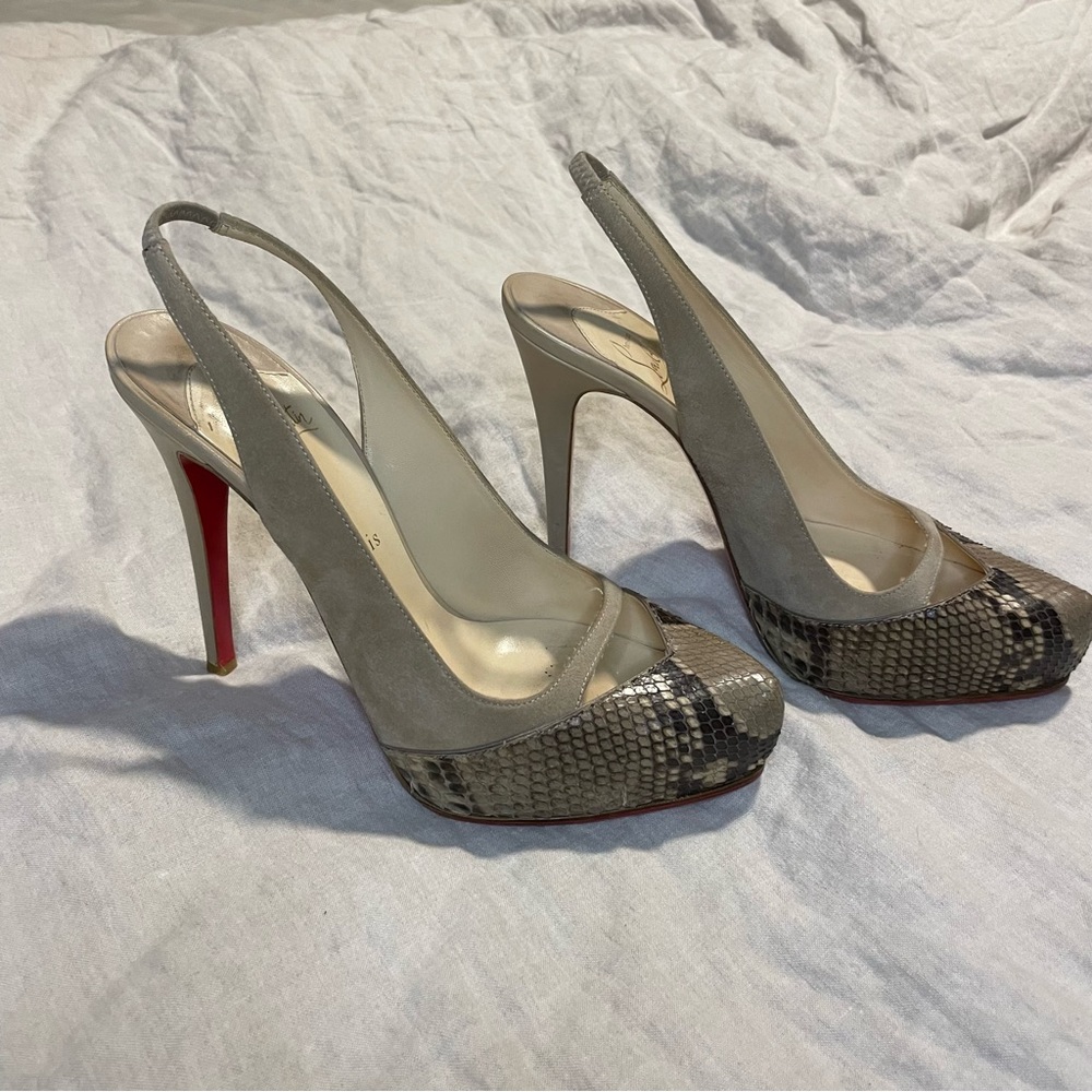 Louboutin Python Slingback Heels - image 7